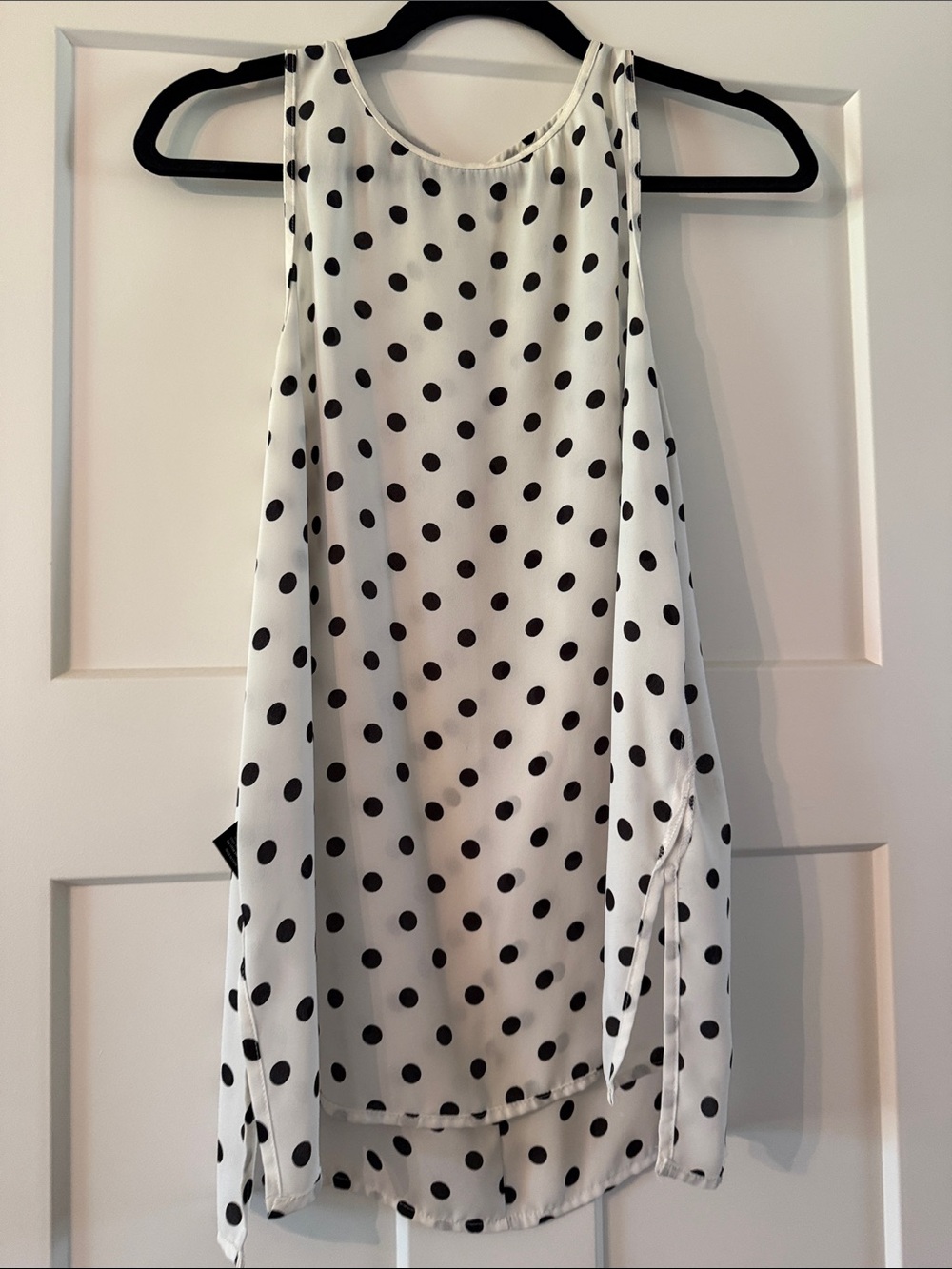 Who What Wear Black Polka Dot Blouse on White